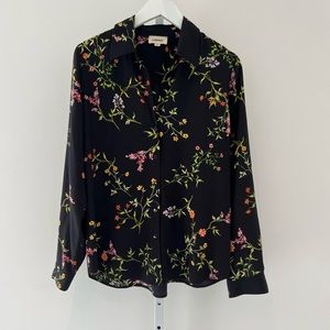 L’AGENCE BLACK FLORAL SILK SHIRT SIZE MEDIUM NWOTS!